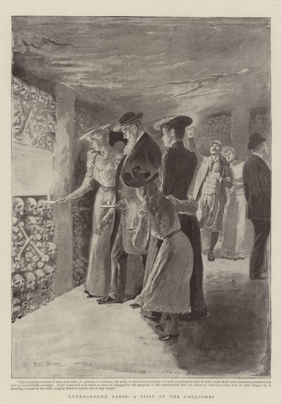 Ondergronds Parijs, een bezoek aan de catacomben door Paul Destez